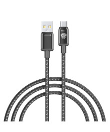 Кабель USB - TYPE C  BY ZINC, 36Вт, 1 м, 3A, нейлон, цинк. кон.,чёрный
