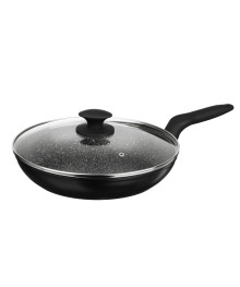 SATOSHI Стоун Сковорода литая с крышкой d28см, антипригарное покрытие мрамор, индукция