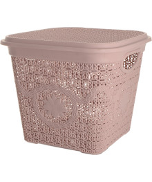 Корзина для хранения ASUDE 320х340х270мм универс. 9л пудрово-розовая ASD172-P с крышкой (Турция)