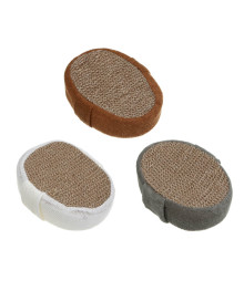 Мочалка банная объемная овальная на поролоне, рами, хлопок, 14,5х11х4,5см, 3 цвета, МЭ24-01