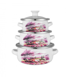 Набор мини-кастрюль 6предм  KELLI KL-4132 (0,5л 0,7л 1,7л, со стекл крышками)