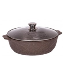Мечта Жаровня литая 2,4л АП Гранит Brown со стекл крышкой, арт 32806 (7) доставкой - Новосибирск, Новокузнецк, Горно-Алтайск. Низкие цены, большой ассортимент посуды оптом