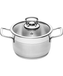 Hascevher Anett Кастрюля 1,8л (16х10см) капсул/дно, сталь 18/10 стеклянн крышка (8/1) (Турция)