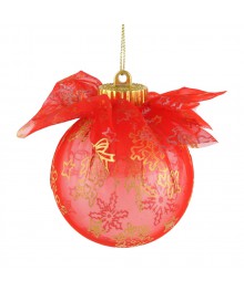 Шар СНОУ БУМ 8 см в вуали, красный, пластик, полиэстер, арт.23-8