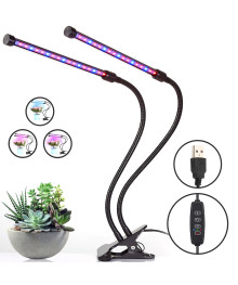 Фито-лампа для растений Огонек OG-LDP20 свет розовый (прищепка, 2*10Вт, USB)