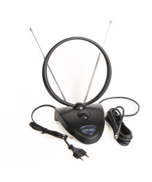 Антенна ком. DVB-T2 и МВ+ДМВ актив. Сигнал SAI 208, 10-20дБ, усы 1м, кабель 3м, с рег.