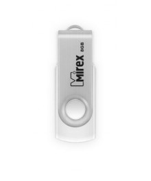 USB2.0 FlashDrives 8Gb Mirex SWIVEL WHITEовокузнецк, Горно-Алтайск. Большой каталог флэш карт оптом по низкой цене со склада в Новосибирске.