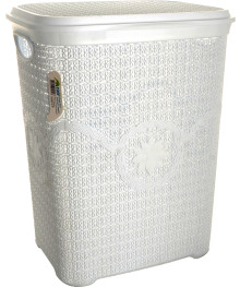 Корзина д/белья 65л 44х37х55см белая ASD040-W с крышкой (10/1) (Турция)