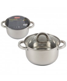 Mallony Кастрюля Mediano 3,6 л, размер: 20*11,5 см, нерж сталь с крышкой, капс дно доставкой - Новосибирск, Новокузнецк, Горно-Алтайск. Низкие цены, большой ассортимент посуды оптом