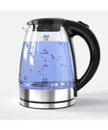 Чайник MAXTRONIC MAX-423 стекл, чёрн, нерж (1,5 кВт, 1,8 л) (12/уп)