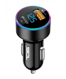 Переходник авто прикуривателя TDS TS-CAU70 Чёрный (PD20W+QC3.0, 3000mA)