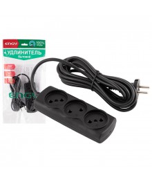 Удлинитель сетевой ENGY "Премиум" 3м/3роз. (ПВС 2х0,75) черный