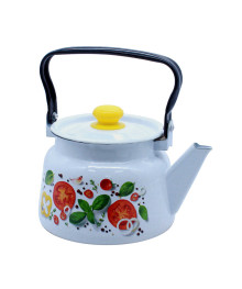 Чайник Стальэмаль 2,3л декор Каприче белый с пласт. кнопкой С2714.3*118 (4/уп)