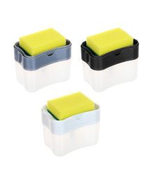 Дозатор для моющего средства с губкой, пластик, 14x10,5x9см, 3 цвета