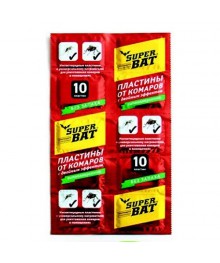 пласт SuperBAT от комаров/мух б/зап 10шт красные/Россия/240