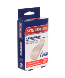 Лейкопластырь MASTER UNI "Семейный" бактериц,на нетк.основе,20шт