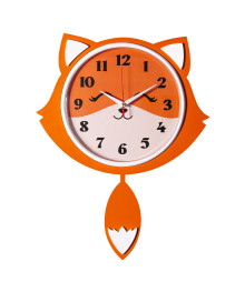 Часы настенные СН 3007 - 001 из дерева с маятником, 50*37 см, оранжевый, "Лиса" (5)