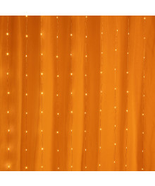 Эл.гирл. СНОУ БУМ занавес 3х3м нить росы, 300 LED, 10 нитей, шампань, пост.свеч.,220В