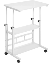 Стол журнальный Bagos белый,60*40см,В 56-82см,колеса DEFENDER