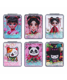 Зеркало карманное, пластик, стекло, 8х5,8см, 6-12 дизайнов