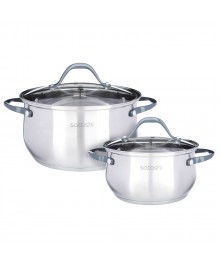 Велли Набор кастрюль 4 пр.: 2,5л, 4,5л, со стекл. крышкой доставкой - Новосибирск, Новокузнецк, Горно-Алтайск. Низкие цены, большой ассортимент посуды оптом