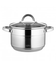 LARA LR02-404 Кастрюля AURORA 14,5x24см, 6.3л, стал.ручки, капсулир индукц дно, крышка доставкой - Новосибирск, Новокузнецк, Горно-Алтайск. Низкие цены, большой ассортимент посуды оптом