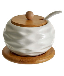 Сахарница Alpenkok AK5-0007 (250 мл) с ложкой на бамбуковой подставке (48)