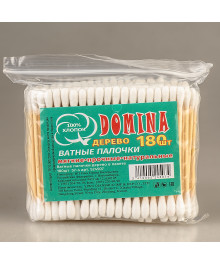 Ватные палочки Domina дерево 180шт,в пакете /уп 12/ (524507)