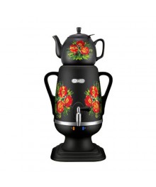 Самовар электрический Добрыня DO-423 МАКИ (4л, 1,8кВт, пласт.корпус, рисунком+завар.чайник) оптом. Большой каталог термопотов Дельта, Василиса, Магнит, Ирит оптом с доставкой в Новосибирске.