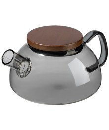 Чайник заварочный  Mallony Aroma di Fiore из цветного стекла, 600 мл с тёмной дерев крышк