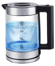 Чайник MAXTRONIC MAX-414 стекл, чёрн, нерж (1,8 кВт, 1,8 л) (12/уп)