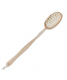 Щетка для тела двойная с натур. щетиной и массажером на цельной деревянной ручке, 42см, 1 цветТовары для бани оптом. Банные принадлежности оптом с доставкой по РФ