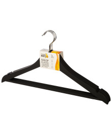 Набор вешалок пластиковых c выемками с покрытием soft-touch, цвет черный, 3 шт