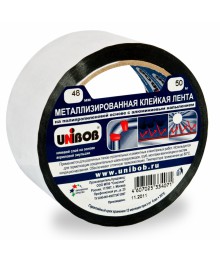 Клейкая лента металлизированная UNIBOB 48мм х 25мтом со склада в Новосибирске. Большой каталог изолент, скотч оптом с доставкой по Дальнему Востоку.
