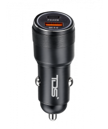 Переходник авто прикуривателя TDS TS-CAU55 Чёрный (PD20W+QC3.0, 3000mA)
