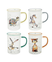 Кружка фарфор 350мл, "Печворк" 4 дизайна