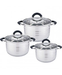 WEВBER Набор посуды 6 предметов ВЕ-623/6 (4) кастр.2,2; 3,0; 4,0л с крышками (4) доставкой - Новосибирск, Новокузнецк, Горно-Алтайск. Низкие цены, большой ассортимент посуды оптом