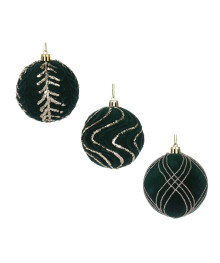 Шар СНОУ БУМ 8 см, флокированный, зеленый, 3 вида