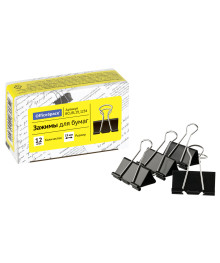 Зажимы  для бумаг металлический 19 мм черный 12 штOfficeSpace