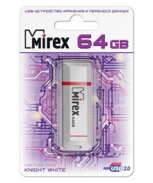 USB2.0 FlashDrives64 Gb Mirex KNIGHT WHITEовокузнецк, Горно-Алтайск. Большой каталог флэш карт оптом по низкой цене со склада в Новосибирске.