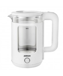 Чайник Добрыня DO-1259W (1.5л) 1800Вт стекло/пластик белыйирске. Отгрузка в Саха-якутия, Якутск, Кызыл, Улан-Уде, Иркутск, Владивосток, Комсомольск-на-Амуре.