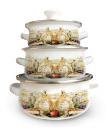 Набор мини-кастрюль 6предм KELLI KL-4452 (0,5л 0,7л 1,1л, со стекл крышками)