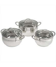 WEВBER Набор посуды 6 предметов ВЕ-335/6 2,0л,2,8л,3,8л со стеклянными крышками "Apple" (4)