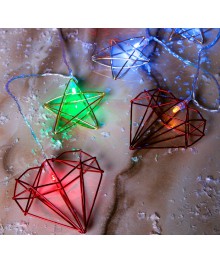 Эл.гирл. "Нить" 4 м с насадками "Звезда и сердце", IP20, прозрачная нить, 20 LED, свечение мульти,ке. Доставка Барнаул, Кемерово, Томск, Новокузнецк, Горно-Алтайск, Междуреченск, Ленинск-Кузнецкий.