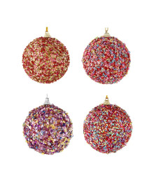 Подвеска шар с декором, 8 см, 4 цвета, розово фиолетовые оттенки
