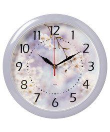 Часы настенные СН 6026 - 037 круг d=29см, корпус сиреневый " Цветы" (10)