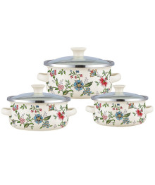 Набор мини-кастрюль 6предм ZEIDAN Z-80634 Provence (0,5л 0,8л 1,2л, со стекл крышками)