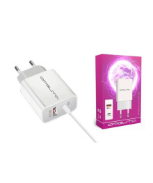Блок пит USB сетевой  Орбита OT-APU56 Белый с TYPE-C и USB (PD 20W+QC3.0 3000mA)