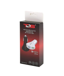 Переходник авто прикуривателя TDS TS-CAU34 Чёрный (2 гнезда USB, QC3.0,3500mA)