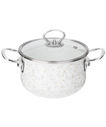 Кастрюля AGNESS Вивьен 2 Л 20*12 СМ 915-147 эмалированная с стекл крышкой